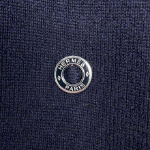 Load image into Gallery viewer, HERMES Serie button dress Size 34 Navy Cashmere100%
