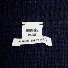 Load image into Gallery viewer, HERMES Serie button dress Size 34 Navy Cashmere100%
