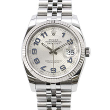 将图像加载到图库查看器中，ROLEX Datejust W36mm Stainless Steel K18WG Silver Decoration/Blue Arabia Dial 116234
