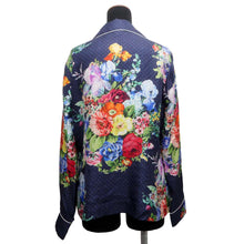 Load image into Gallery viewer, LOUIS VUITTON Floral Long Sleeve Shirt Pajama Style Size 38 Blue/Multicolor Silk100%
