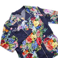 Load image into Gallery viewer, LOUIS VUITTON Floral Long Sleeve Shirt Pajama Style Size 38 Blue/Multicolor Silk100%
