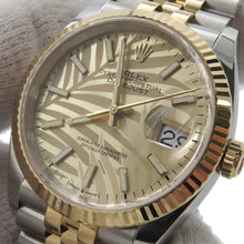 将图像加载到图库查看器中，ROLEX Datejust W36mm Stainless Steel K18YG golden palm motif Dial126233
