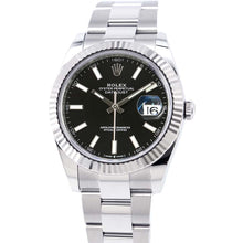 将图像加载到图库查看器中，ROLEX Datejust W41mm Stainless Steel K18WG Black Dial 126334
