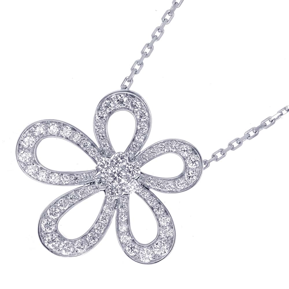 Van Cleef & Arpels Flower lace Pendant VCARP05200 18K White Gold