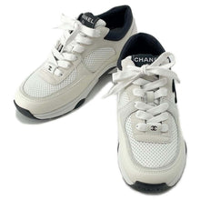 将图像加载到图库查看器中，CHANEL Sneakers White/Black G38299 Mesh Suede Leather Size 36
