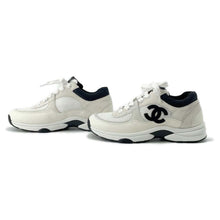 将图像加载到图库查看器中，CHANEL Sneakers White/Black G38299 Mesh Suede Leather Size 36
