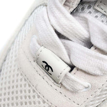 将图像加载到图库查看器中，CHANEL Sneakers White/Black G38299 Mesh Suede Leather Size 36
