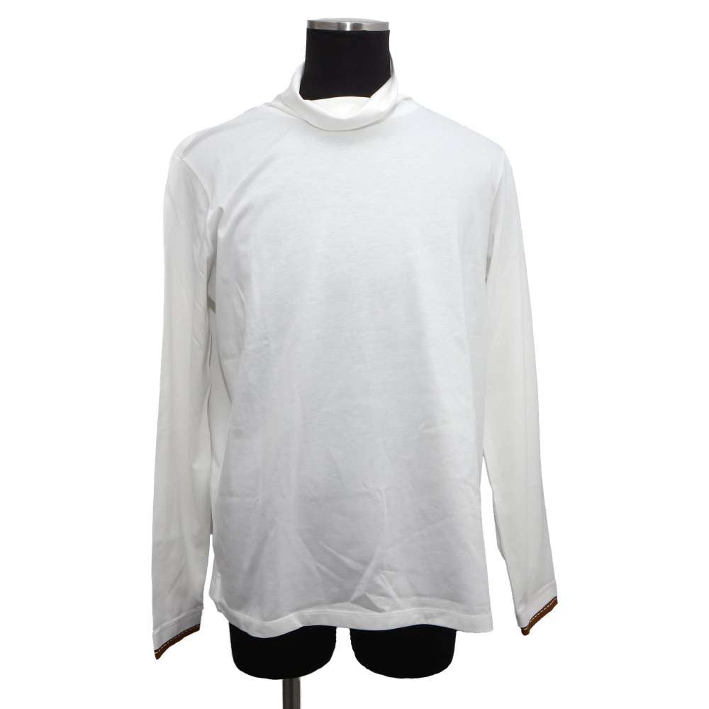 HERMES Turtleneck Long Sleeve Size M White Cotton100%