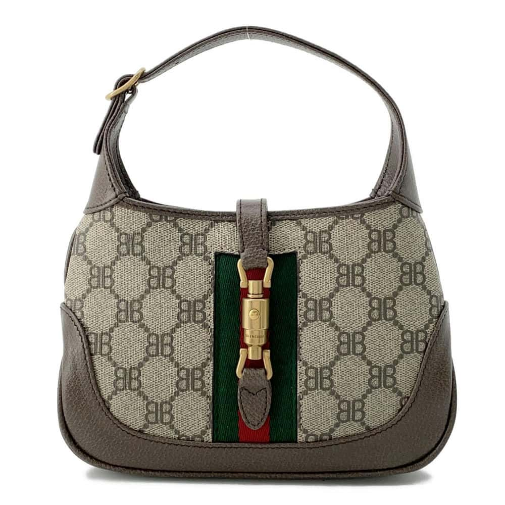 BALENCIAGA GUCCI Collaboration The Hacker Project Jackie1961 Shoulder Bag Beige/Brown 680132 PVC Leather Size Mini