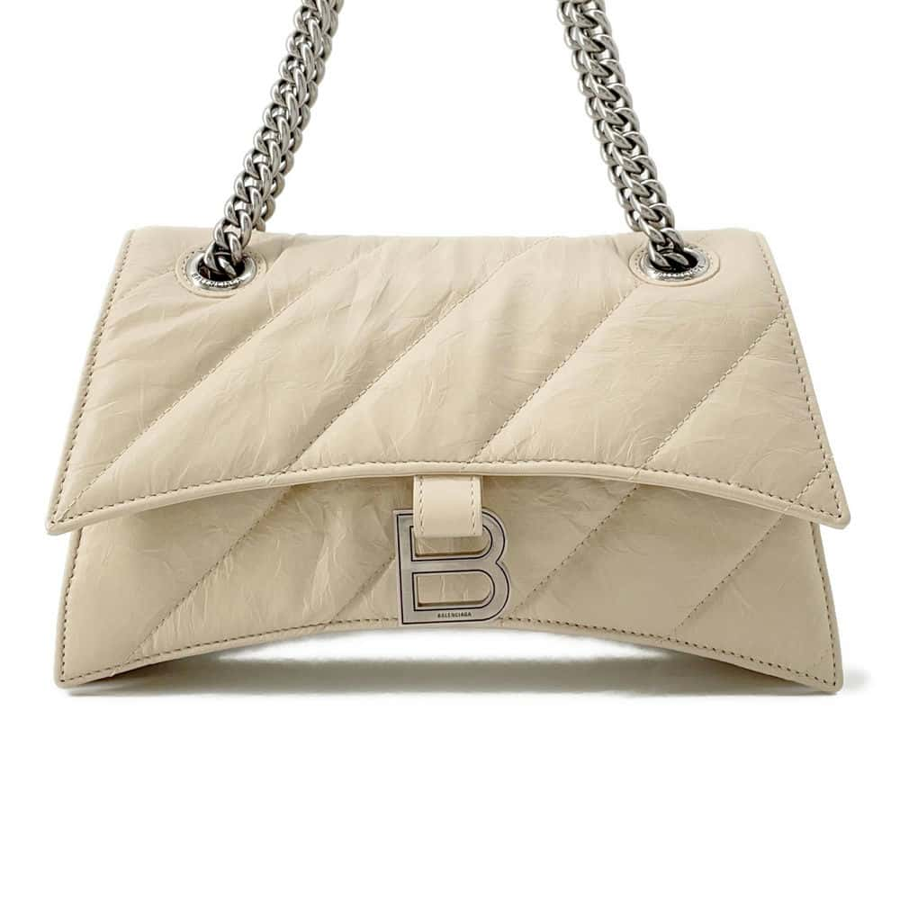 BALENCIAGA Hourglass ChainShoulder Bag Beige 716351 Leather