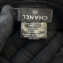 将图像加载到图库查看器中，CHANEL Hat Ribbon Size M Black Rabbit100%
