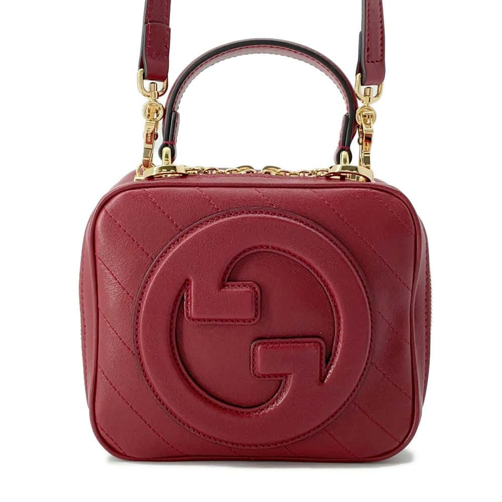 GUCCI Blondie Top Handle Bag Red 744434 Leather