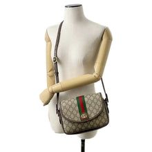 将图像加载到图库查看器中，GUCCI Ophidia GG Shoulder Bag Beige/Brown 722117 PVC Leather Size Small
