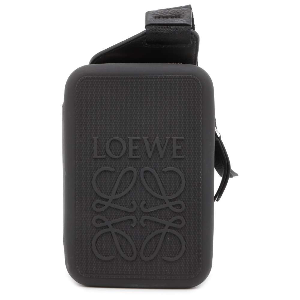 LOEWE Molded Sling Crossbody Bag Black B987W42X02 Rubber Leather