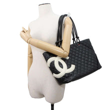 Load image into Gallery viewer, CHANEL Cambon line Tote Bag Black A25169 Leather Size Large
