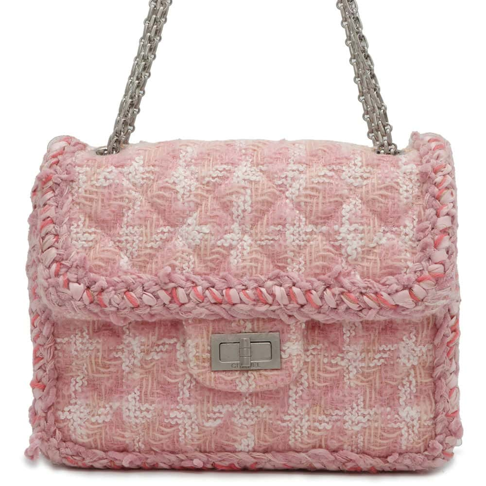 CHANEL 2.55ChainShoulder Bag Pink Tweed