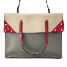 将图像加载到图库查看器中，FENDI Flip 2WAY Shoulder Bag Gray/Beige/Red 8BT303 Calf Leather Size Large
