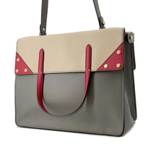 将图像加载到图库查看器中，FENDI Flip 2WAY Shoulder Bag Gray/Beige/Red 8BT303 Calf Leather Size Large
