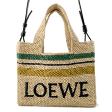 将图像加载到图库查看器中，LOEWE Font 2way Tote Bag Beige/Black A685B59X02 Raffia Leather
