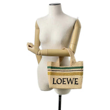 将图像加载到图库查看器中，LOEWE Font 2way Tote Bag Beige/Black A685B59X02 Raffia Leather
