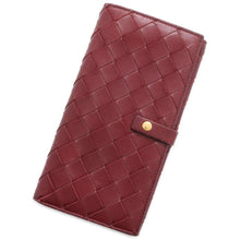 将图像加载到图库查看器中，Bottega Veneta INTRECCIATO Bi-fold Long Wallet Red 608072 Leather
