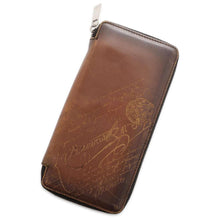 将图像加载到图库查看器中，Berluti Calligraphy Round Zip Long Wallet Brown Leather
