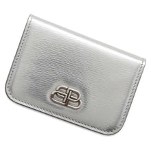 将图像加载到图库查看器中，BALENCIAGA BB Logo Compact Wallet Silver 601387 Leather
