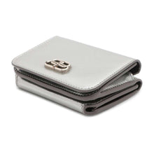 Load image into Gallery viewer, BALENCIAGA BB Logo Compact Wallet Silver 601387 Leather
