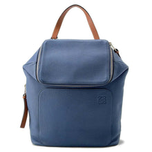 将图像加载到图库查看器中，LOEWE Goya Backpack Blue/Brown 307.12UU15 Leather
