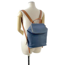 将图像加载到图库查看器中，LOEWE Goya Backpack Blue/Brown 307.12UU15 Leather
