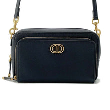 将图像加载到图库查看器中，Dior Karo Double Pouch Shoulder Bag Black S7431UBAE Leather
