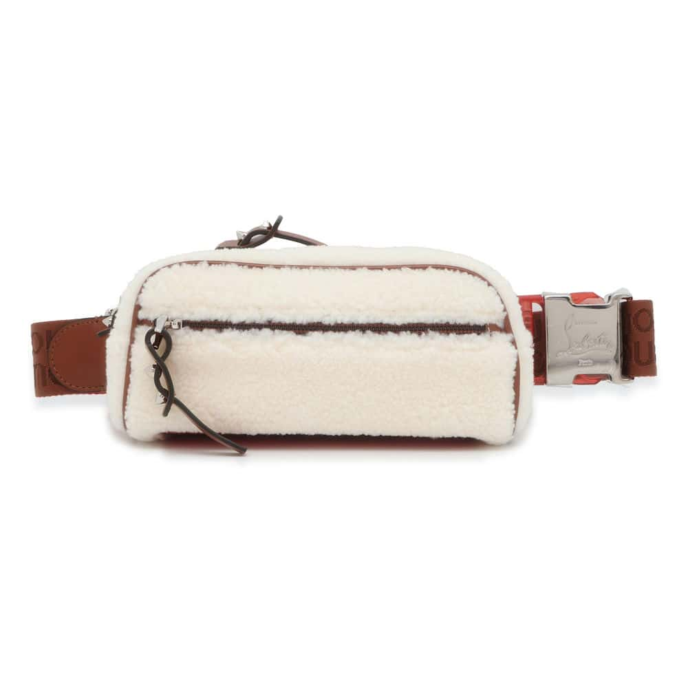 Christian Louboutin Blaster Cloth Crossbody Bag White/Brown 3215176 Boa Leather