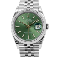 将图像加载到图库查看器中，ROLEX Datejust W36mm Stainless Steel K18WG Mint Green Dial126234
