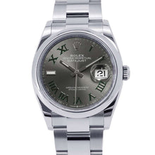 将图像加载到图库查看器中，ROLEX Datejust W36mm Stainless Steel Slate Dial 126200
