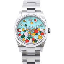 将图像加载到图库查看器中，ROLEX Oyster Perpetual W36mm Stainless Steel Turquoise Celebration Dial 126000
