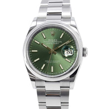 将图像加载到图库查看器中，ROLEX Datejust W36mm Stainless Steel Mint Green Dial 126200
