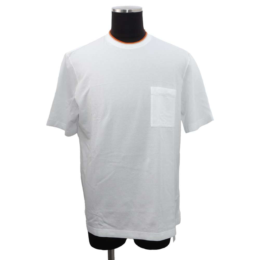 HERMES T-Shirt Saddle Stitch Size L White Cotton100%