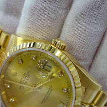 将图像加载到图库查看器中，ROLEX Datejust W36mm 18K Yellow Gold Champagne Gold/10PD Dial 16238G
