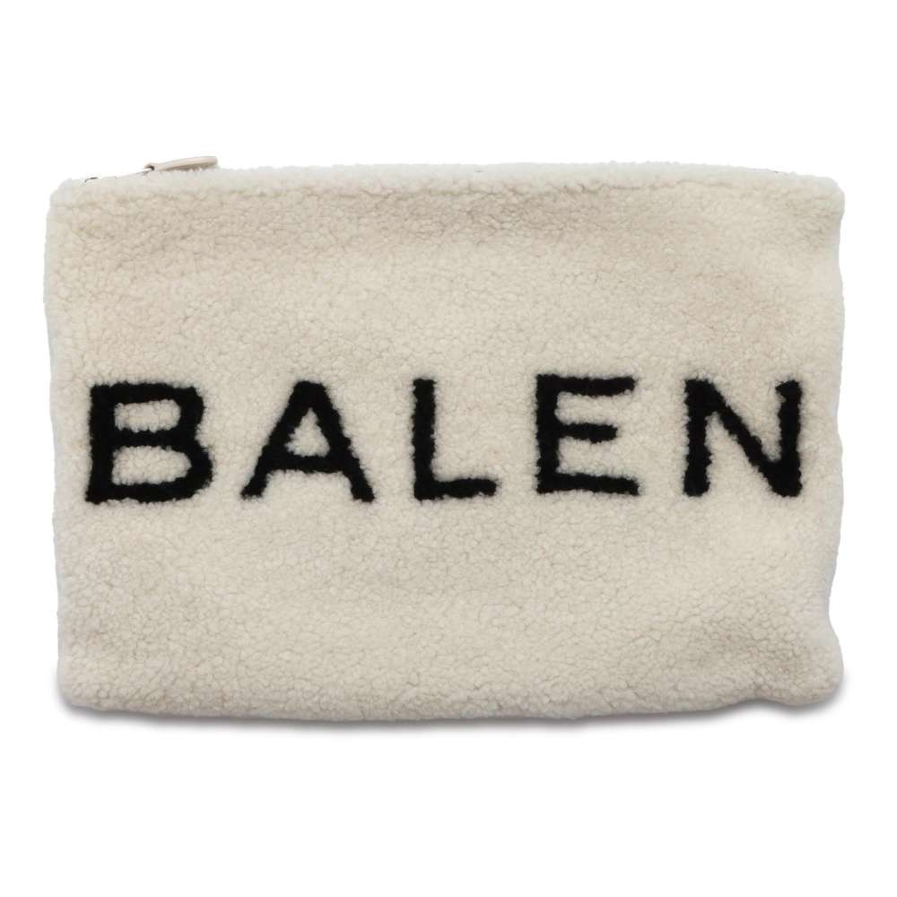 BALENCIAGA Clutch Bag ShearlingPouch White/Black 492681 Mouton