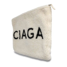 将图像加载到图库查看器中，BALENCIAGA Clutch Bag ShearlingPouch White/Black 492681 Mouton
