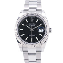 将图像加载到图库查看器中，ROLEX Datejust W41mm Stainless Steel K18WG Black Dial 126334
