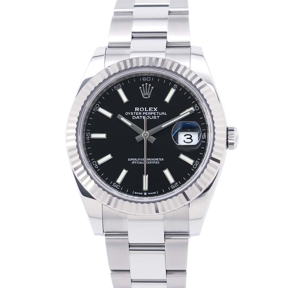 ROLEX Datejust W41mm Stainless Steel K18WG Black Dial 126334