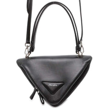 将图像加载到图库查看器中，PRADA Triangle 2wayHandbag Black 1BA315 Leather
