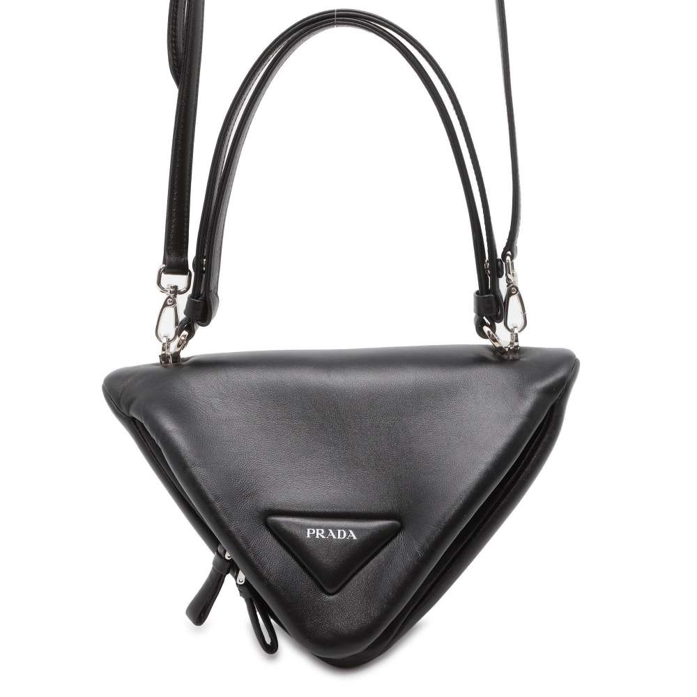 PRADA Triangle 2wayHandbag Black 1BA315 Leather