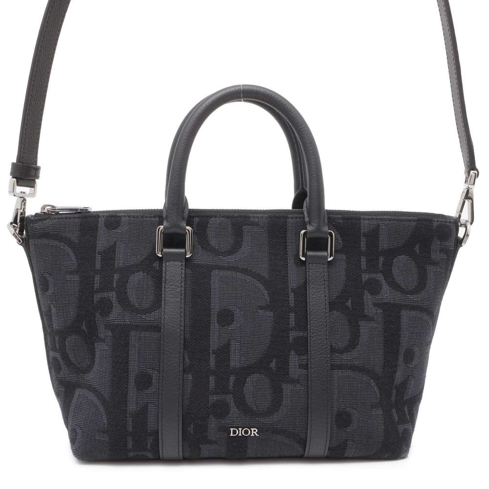 Dior Oblique Weekender 2WAY Shoulder Bag Black1ESPO322YXL_H03E Canvas Leather Size 25