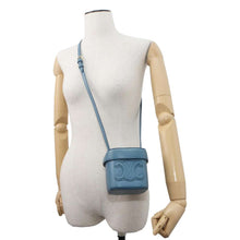 Load image into Gallery viewer, CELINE Cuir Triomphe Small Box Shoulder Bag Blue 199263 Leather
