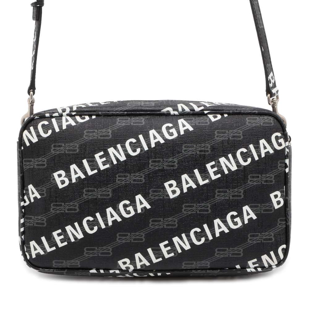 BALENCIAGA BBMonogram Signature Shoulder Bag Black/White 702723 PVC