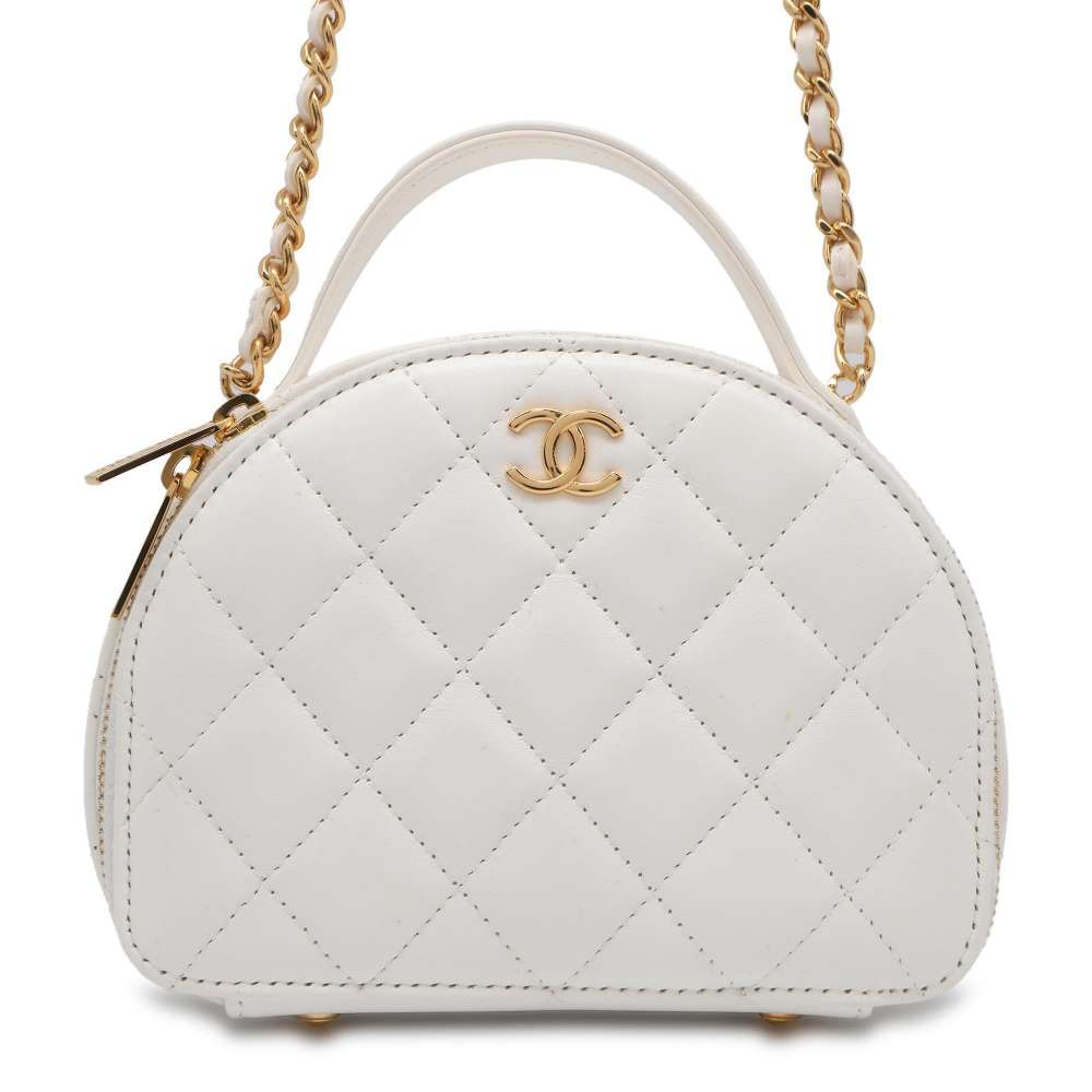 CHANEL Matelasse ChainClutch Shoulder Bag White AP3088 Lambskin