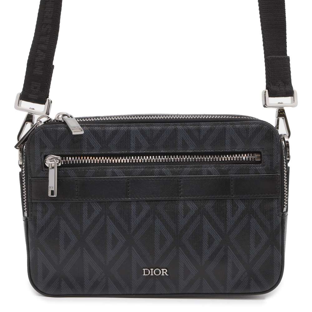 Dior CDDiamond Safari Shoulder Bag Gray 1ESPO206CDP PVC Coated Canvas Leather