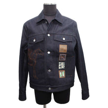 Load image into Gallery viewer, HERMES Icon・O・Kare Denim Jacket Size 50 Navy Cotton100% Leather
